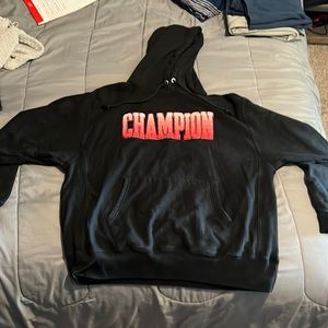 XL patch reverse weave logo hoodie